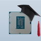An illustration of a computer chip wearing a graduation cap
